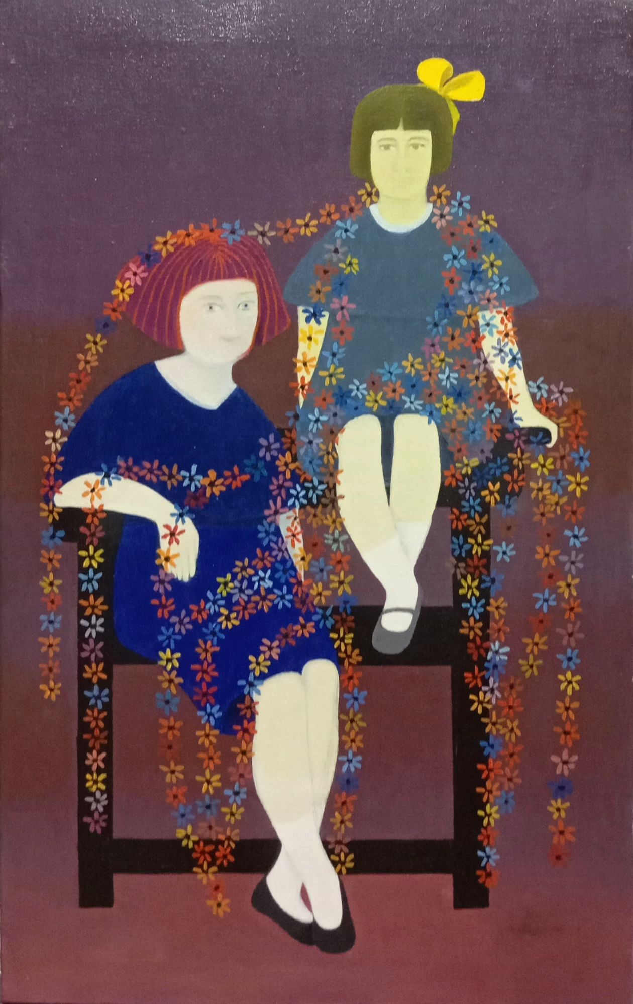 2022 Ana María y su hermana 61x38 Óleo sobre lienzo